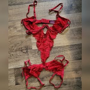 Red La Senza lace bodysuit